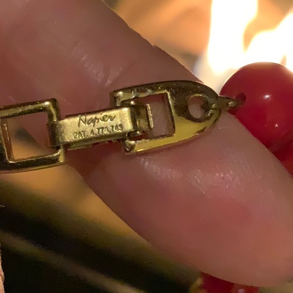 Vintage Napier Red & Gold-Tone Bead Necklace - Picture 4 of 7